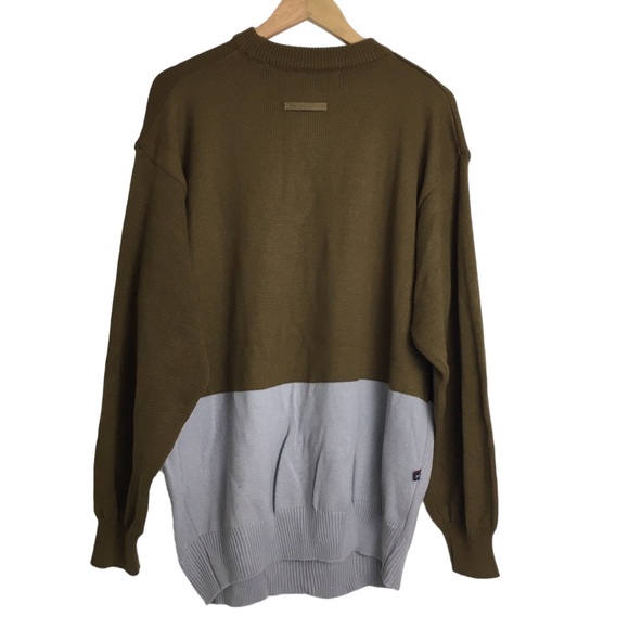 Phat Farm Mens Knit Crewneck Sweater Olive Grey P Logo XL Y2K - Picture 7 of 14